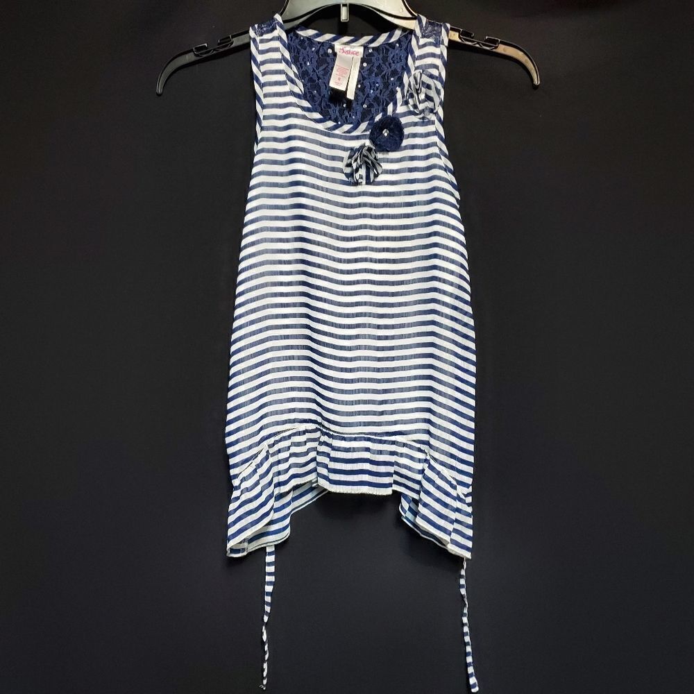 Justice Blue & White Striped Tank Top (8)